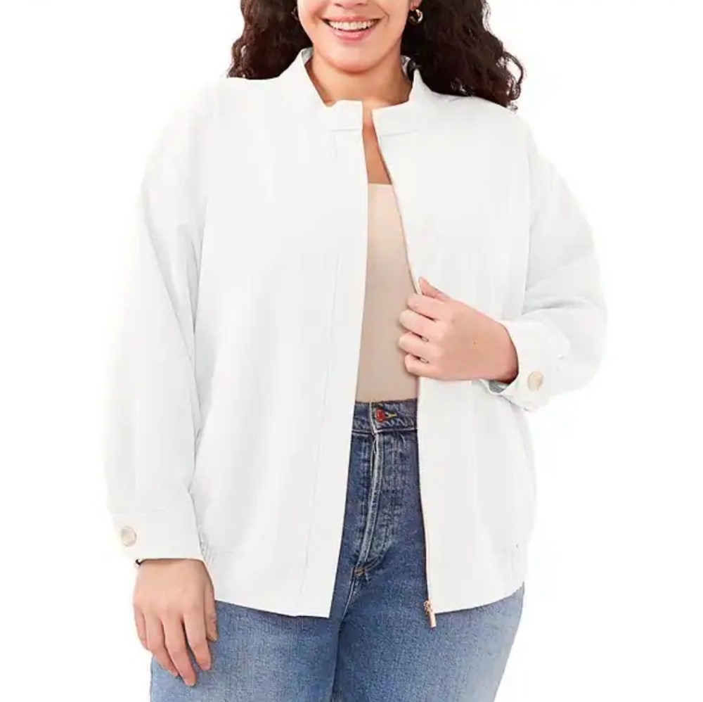 NWT Size 1X and Sm Vince CamutoPlus Size Soho Stretch Banded Collar Jacket